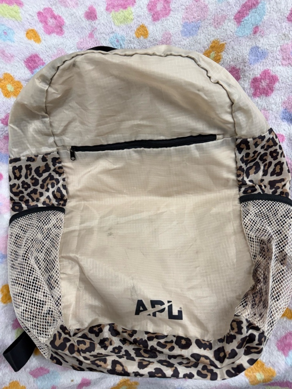 APL Beige Backpack with Leopard Accent Panels